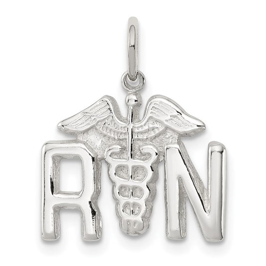 Sterling Silver Registered Nurse RN Symbol Pendant