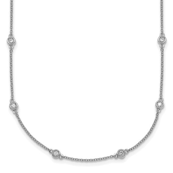 14K White Gold 20 Station Cable Chain Diamond 1/2ct. Bezel Set Necklace (Copy)