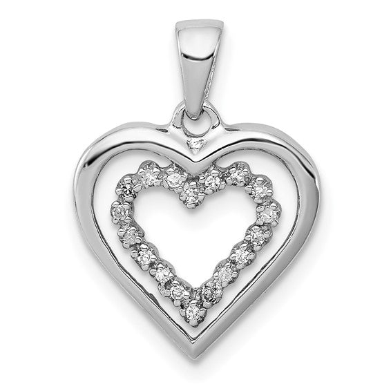 White Gold Filled Sterling Silver Heart Inlay Pendant