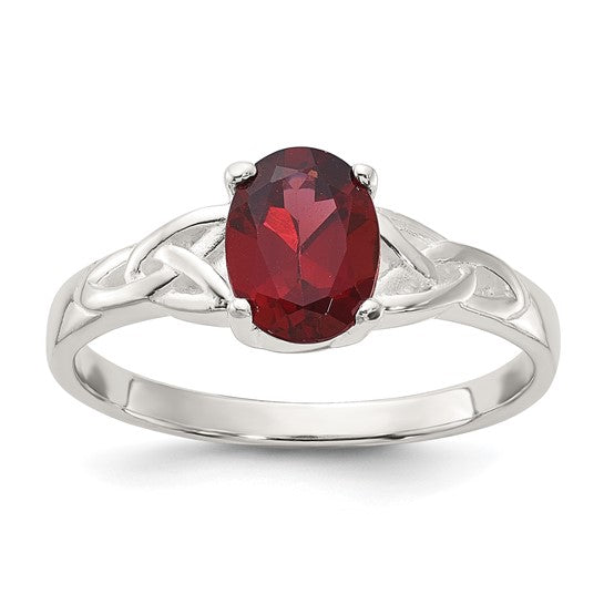 Sterling Silver Natural Garnet Cut Out Ring