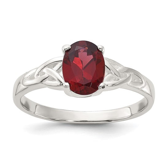 Sterling Silver Natural Garnet Cut Out Ring