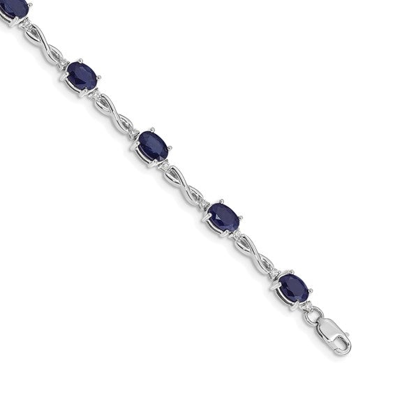 14K Yellow Gold White Gold Natural Sapphire & Diamond Swoosh Bracelet