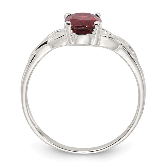 Sterling Silver Natural Garnet Cut Out Ring
