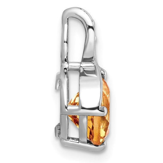 White Gold Plated Sterling Silver 1.8ct Natural Citrine & White Topaz Solitaire Pendant