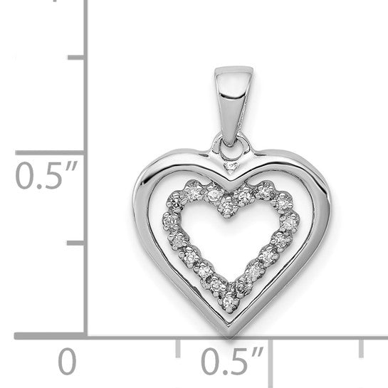 White Gold Filled Sterling Silver Heart Inlay Pendant