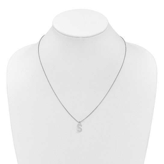 White Gold Filled Sterling Silver Initial Diamond Chain & Pendant Set A-Z