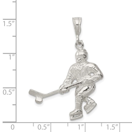 Sterling Silver Hockey Player Pendant