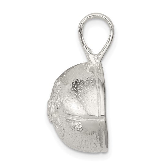Sterling Silver Football Sports Pendant White Gold Plated