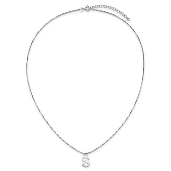 White Gold Filled Sterling Silver Initial Diamond Chain & Pendant Set A-Z