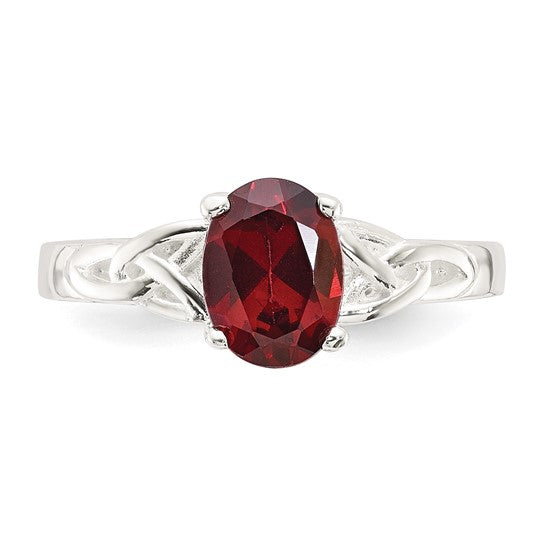 Sterling Silver Natural Garnet Cut Out Ring