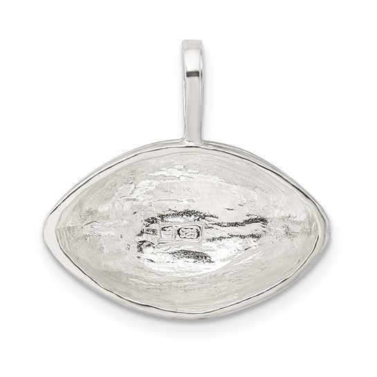 Sterling Silver Football Sports Pendant White Gold Plated