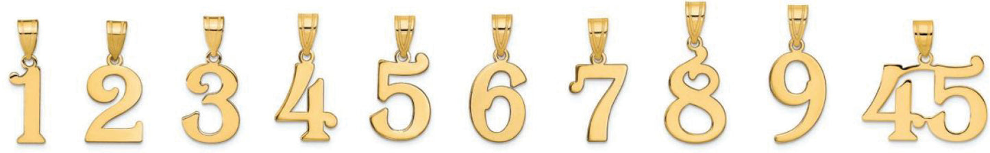 14K Yellow Gold Fancy Style Plain Jersey Numbers 0-99