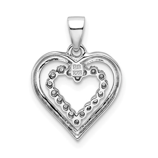 White Gold Filled Sterling Silver Heart Inlay Pendant