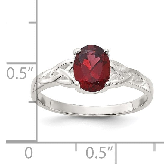 Sterling Silver Natural Garnet Cut Out Ring