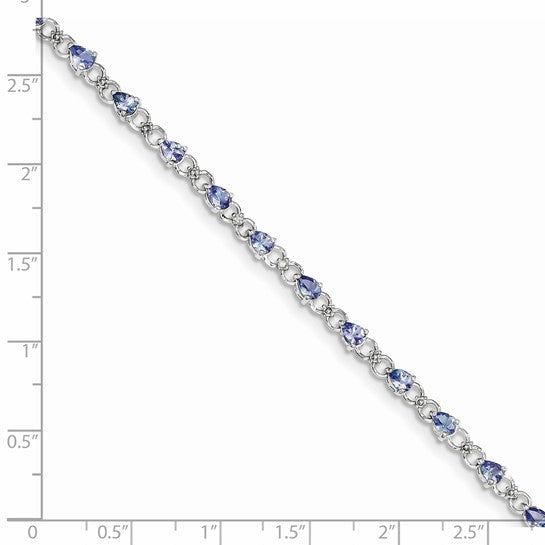 White Gold Filled Sterling Silver Natural Tanzanite & Diamond Circle Bracelet