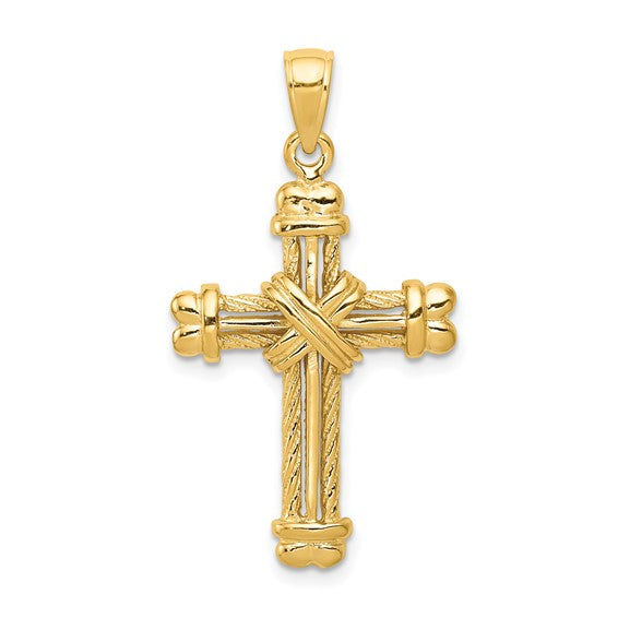 Latin Rope Cross 14K Gold Pendant