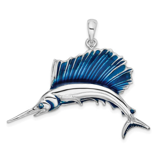 Sterling Silver Enameled Sail Fish Pendant