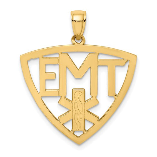 14K Yellow Gold EMT Shield Pendant