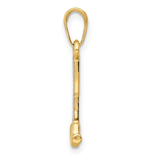 14K Two Tone Gold Carpenters Construction Hammer