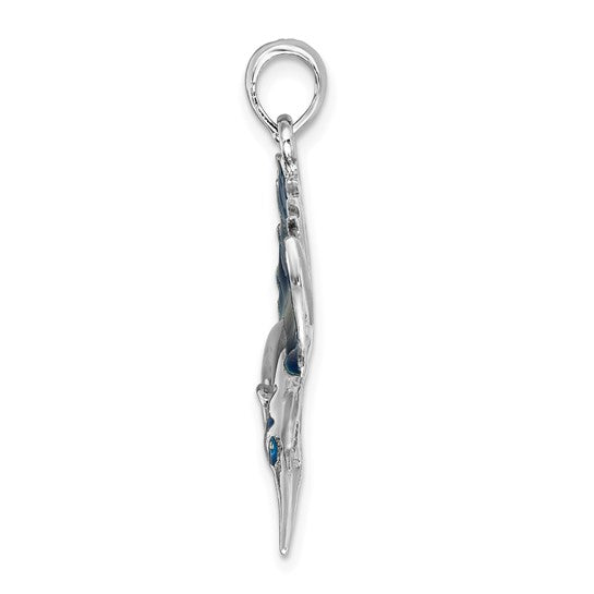 Sterling Silver Enameled Sail Fish Pendant