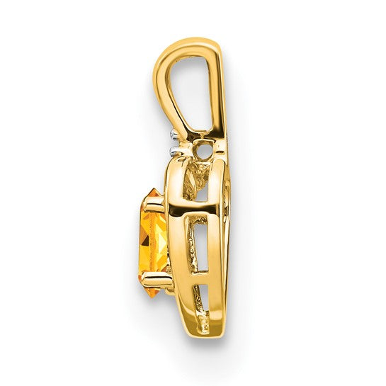 14K White/Yellow Gold .5 Carat Natural Citrine & Diamond Heart Pendant