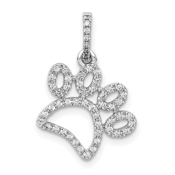 14K White Gold 1/4 Carat Diamond Dog Paw Print Pendant