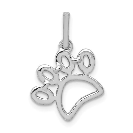 14K White Gold 1/4 Carat Diamond Dog Paw Print Pendant