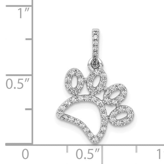 14K White Gold 1/4 Carat Diamond Dog Paw Print Pendant