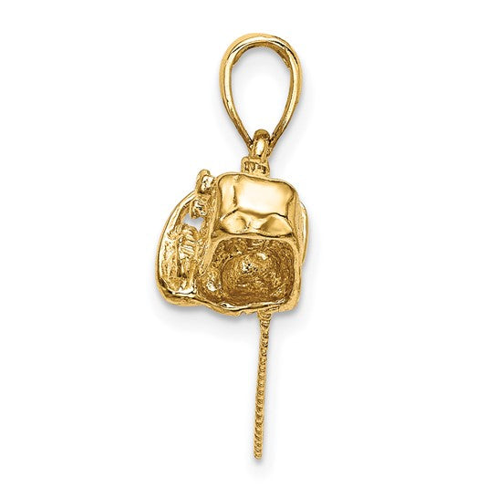 14K Yellow Gold Large Chain Saw 3D Arborist Pendant