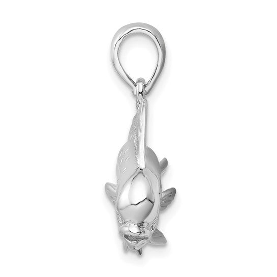 Sterling Silver Rhodium Plated Mahi-Mahi Fish 3D Pendant
