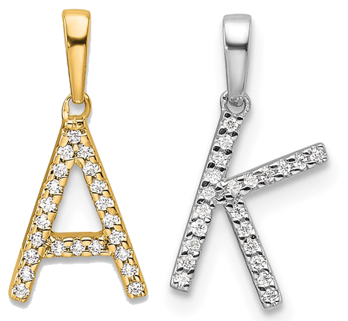 10K/14K White/Yellow Gold Natural Diamond Letter Initials A-Z