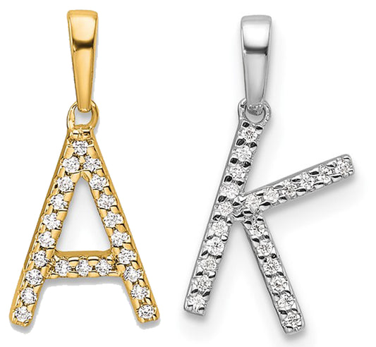 10K/14K White/Yellow Gold Natural Diamond Letter Initials A-Z