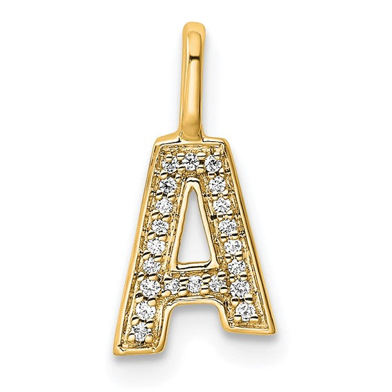 14K Yellow/White Gold Diamond Block Initial Letters Pendant