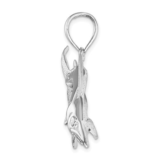 Sterling Silver Rhodium Plated Sword Fish Pendant