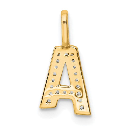 14K Yellow/White Gold Diamond Block Initial Letters Pendant