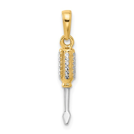 14K Two Tone Screw Driver Pendant