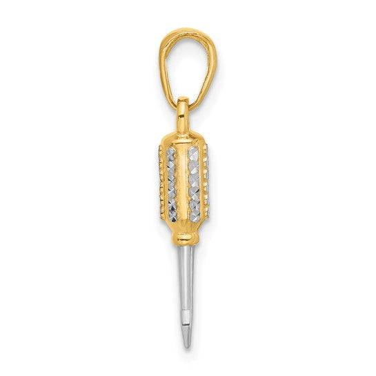 14K Two Tone Screw Driver Pendant
