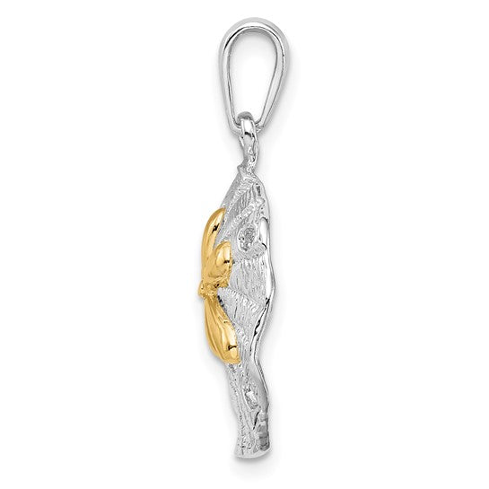 Sterling Silver 14K Gold Two Tone Sand Dollar Sea Life Pendant