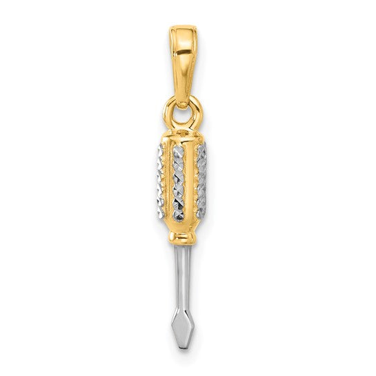 14K Two Tone Screw Driver Pendant