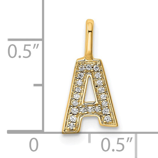 14K Yellow/White Gold Diamond Block Initial Letters Pendant