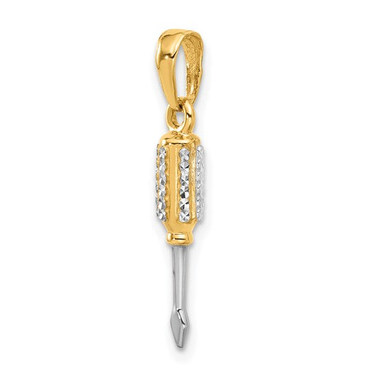 14K Two Tone Screw Driver Pendant