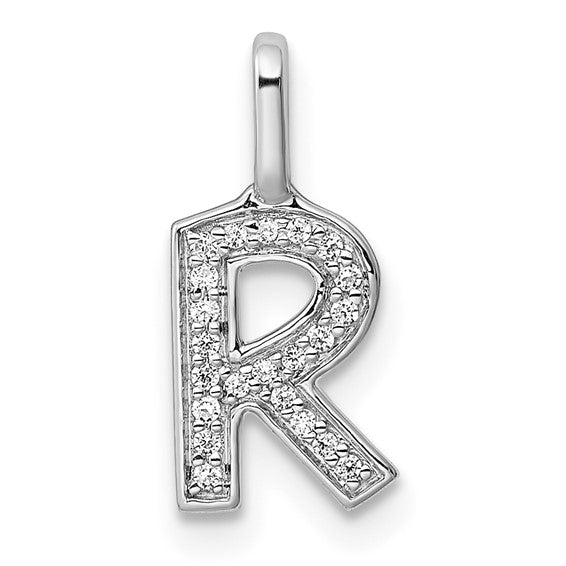 14K Yellow/White Gold Diamond Block Initial Letters Pendant