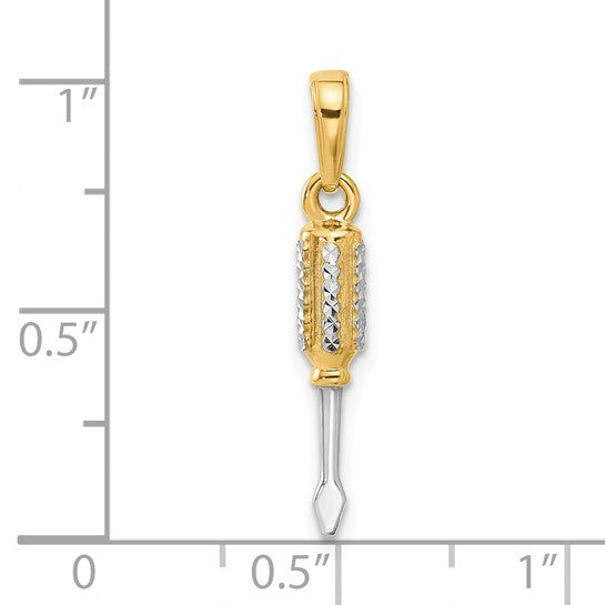 14K Two Tone Screw Driver Pendant