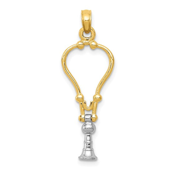 14K Yellow/White Gold Two Tone Stethoscope 3D Moveable Pendant