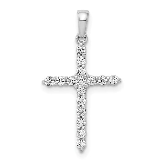 14K White Gold 1/4 Carat Diamond Cross Pendant