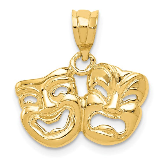 14K Yellow Gold Comedy Tragedy Pendant