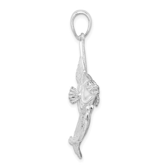 Sterling Silver Rhodium Plated Angel Fish Pendant