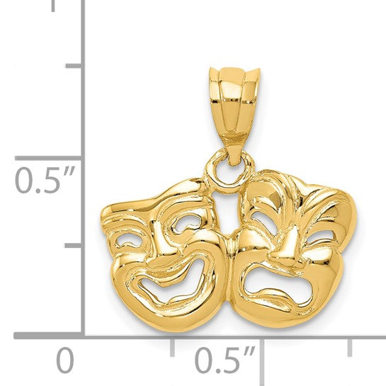14K Yellow Gold Comedy Tragedy Pendant