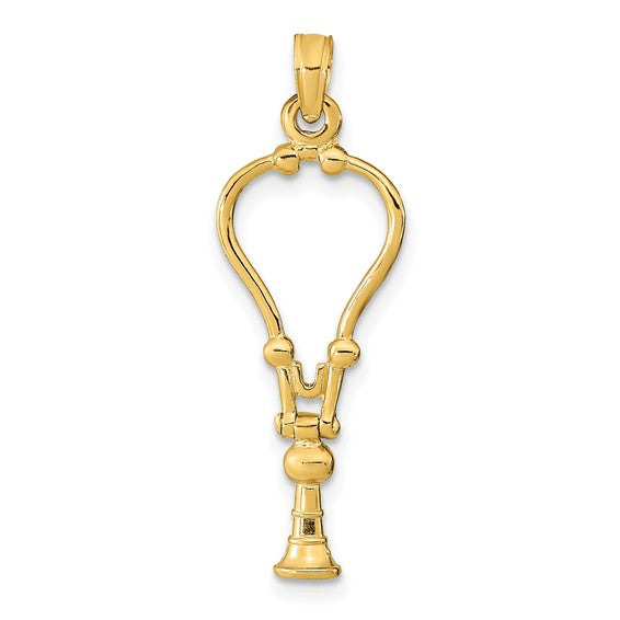 14K Yellow/White Gold Two Tone Stethoscope 3D Moveable Pendant