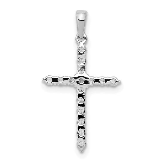 14K White Gold 1/4 Carat Diamond Cross Pendant